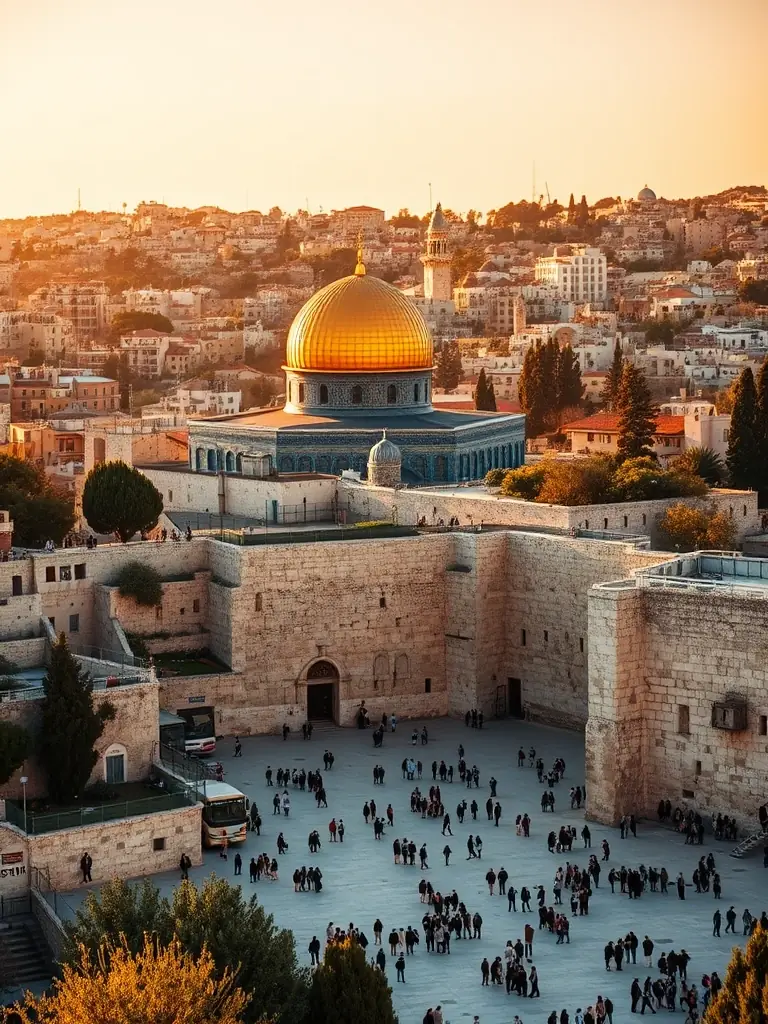 A photograph of a detailed diorama depicting the city of Jerusalem during the time of King David, displayed at L'ALPHA & OMEGA museum.